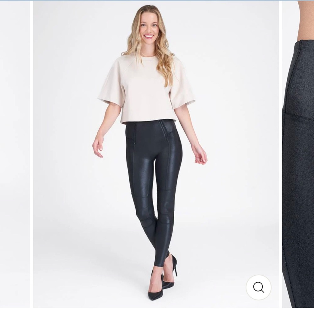 Spanx - Faux Leather Hip Zip Leggings Sz Xs #U3